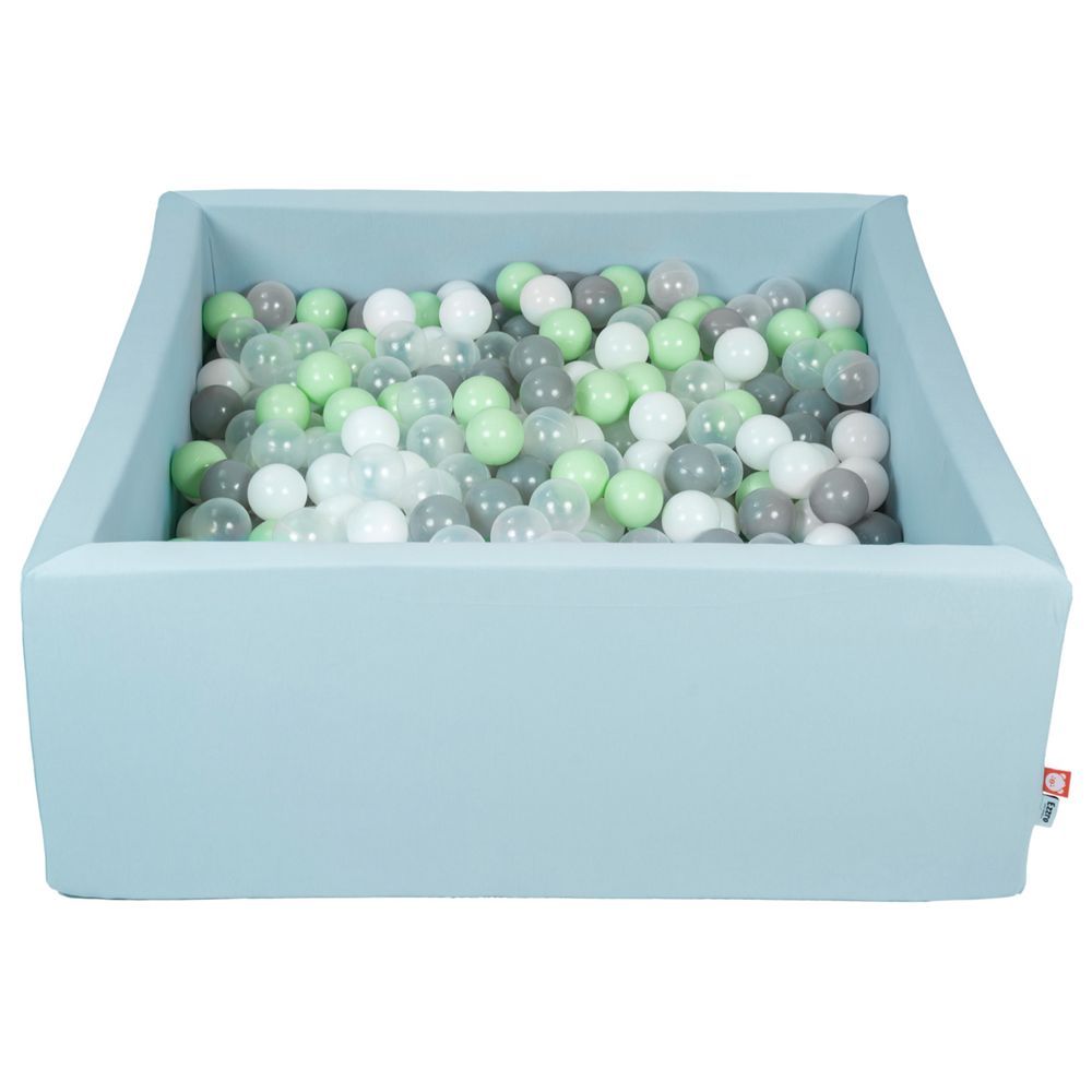 Ezzro - Square Ball Pit 120x120x50 w/ 300 Balls (Lime, White, Grey, Transparent) - Pale Blue