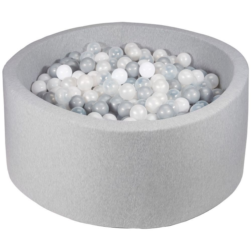 Ezzro - Round Ball Pit 100 x 40cm W/200 Balls(Silver, Pearls, White)