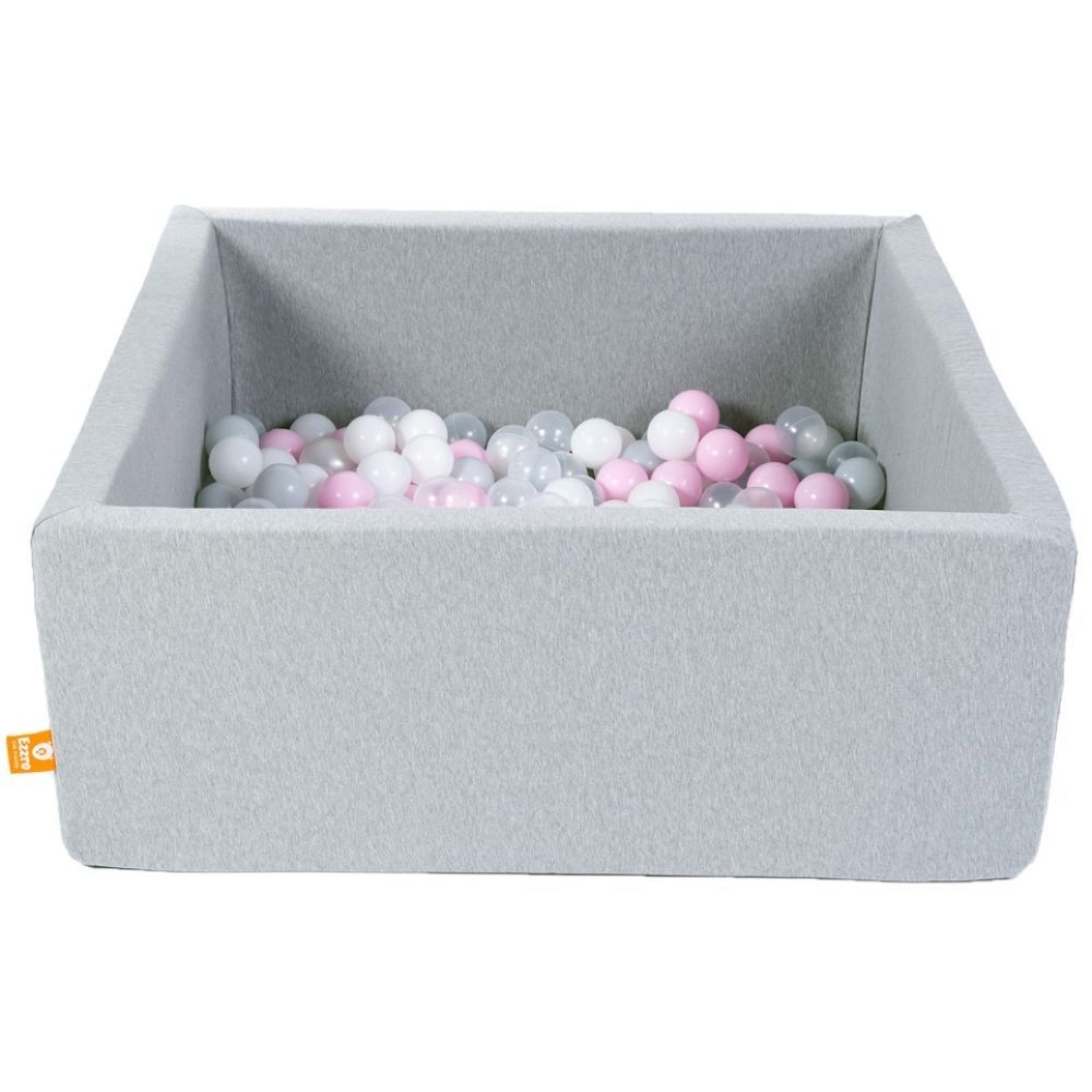 Ezzro - Square Ball Pit 100 x 100 x 40cm W/ 100 Balls(Baby Pink, Light Grey, White)