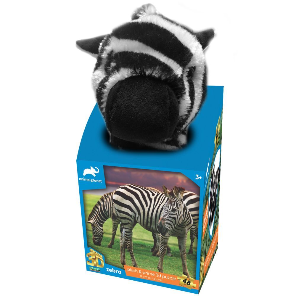 Prime 3D - Animal Planet - Zebra 48pcs Puzzle with Plush