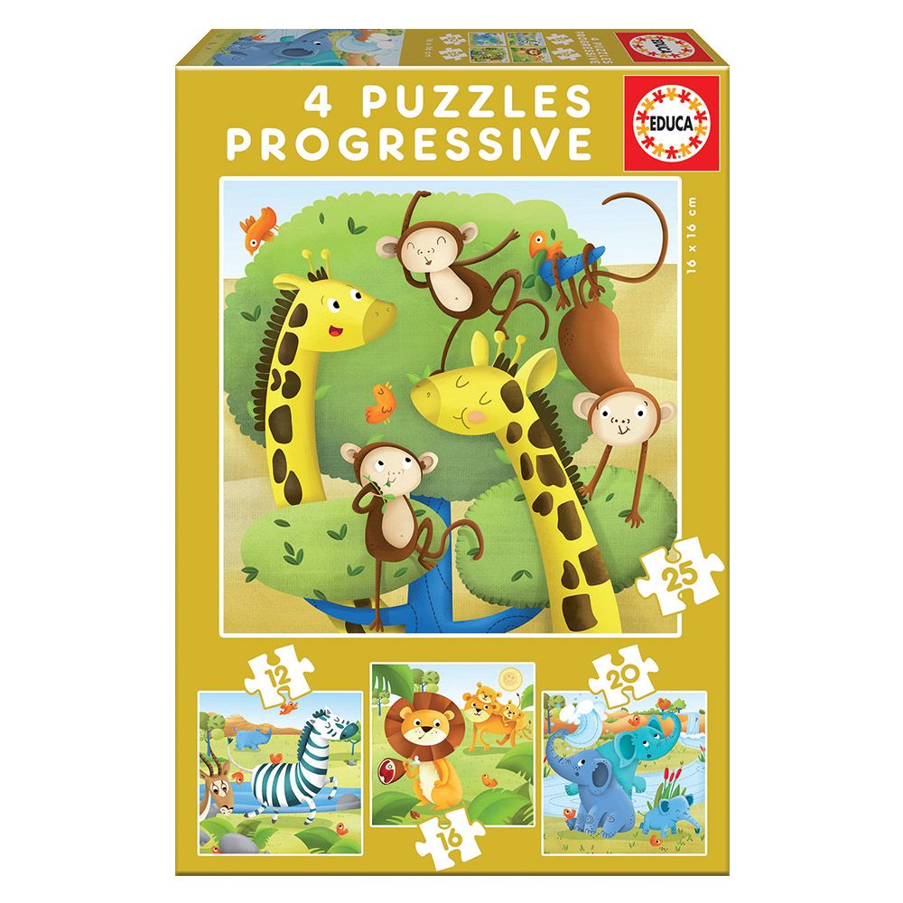 Educa - Progressive Puzzles Wild Animals