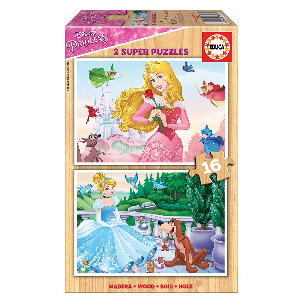 Educa - Disney Princess Wooden Puzzle 2x16pcs