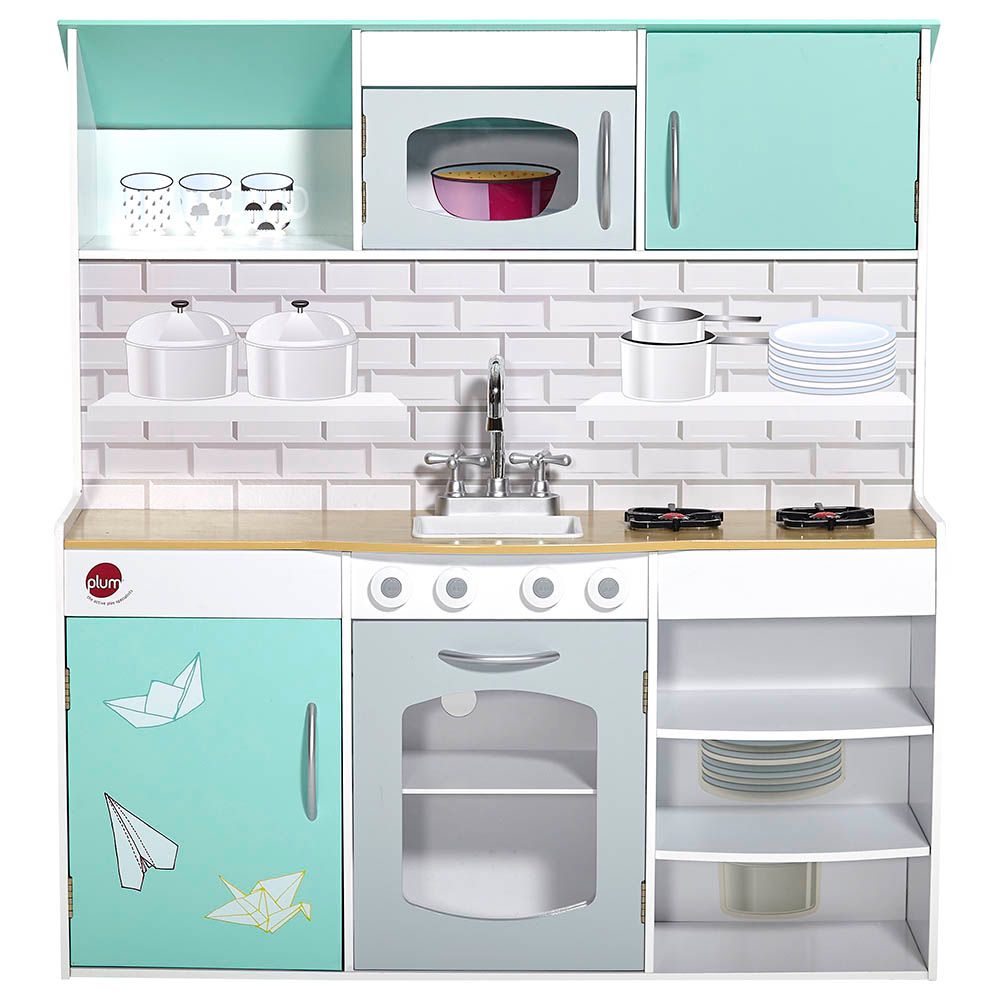 Plum - 2-in-1 Peppermint Townhouse Wooden Kitchen & Dolls House