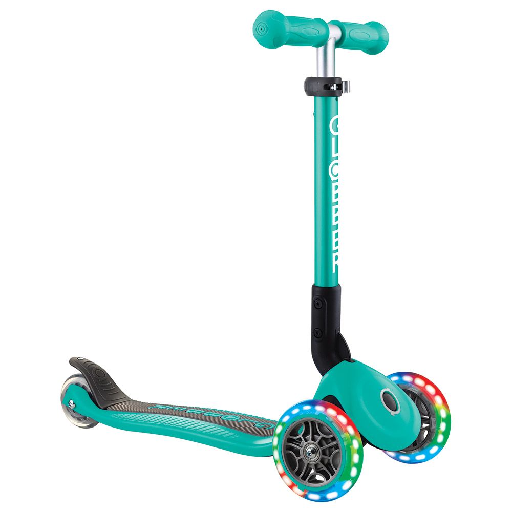 Globber - Junior Foldable Lights Scooter - Emerald Green