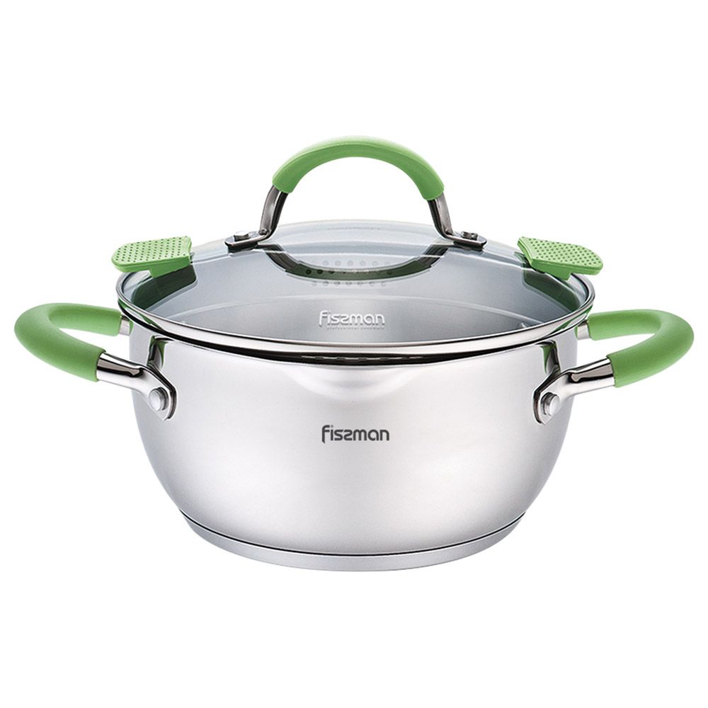 Fissman - Stockpot Charlotte w/ Glass Lid Pouring Lip & Lid Strainer - 18x9cm - 2 L 