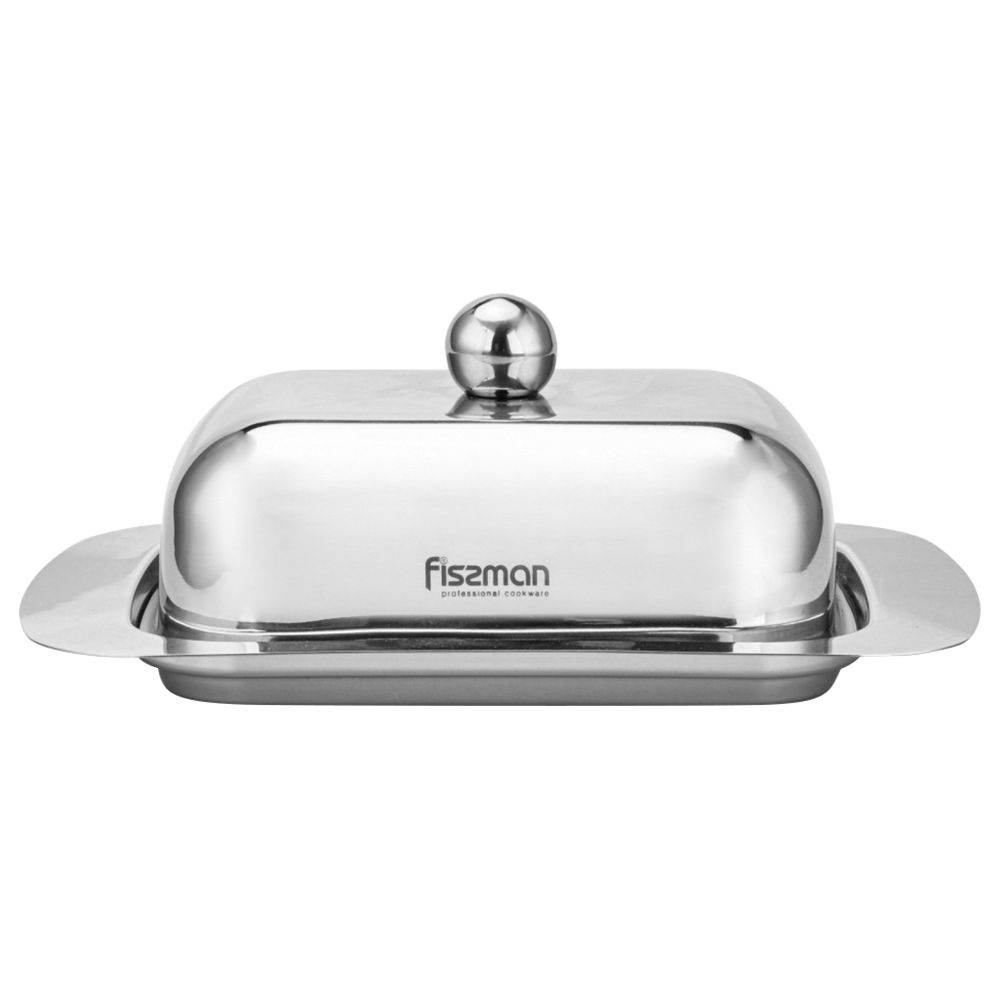 Fissman - Stainless Steel Butter Dish w/ Steel Lid - 18x12x7cm 