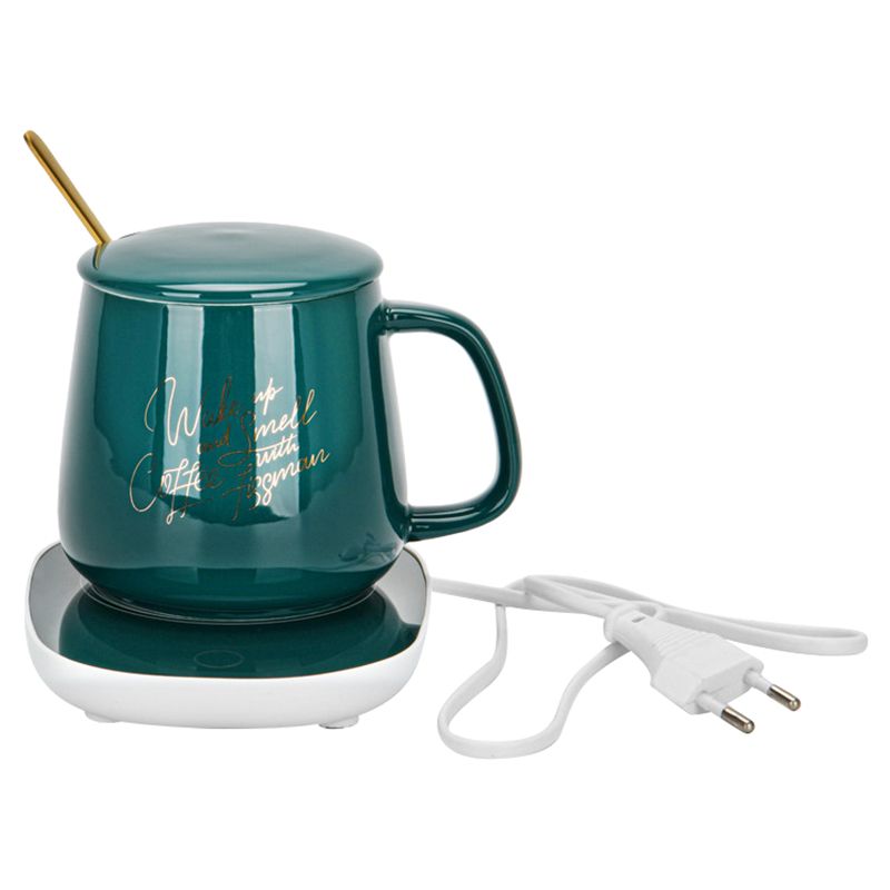 Fissman - Ceramic Warmer Mug w/ Heater & Spoon - 400ml - Green