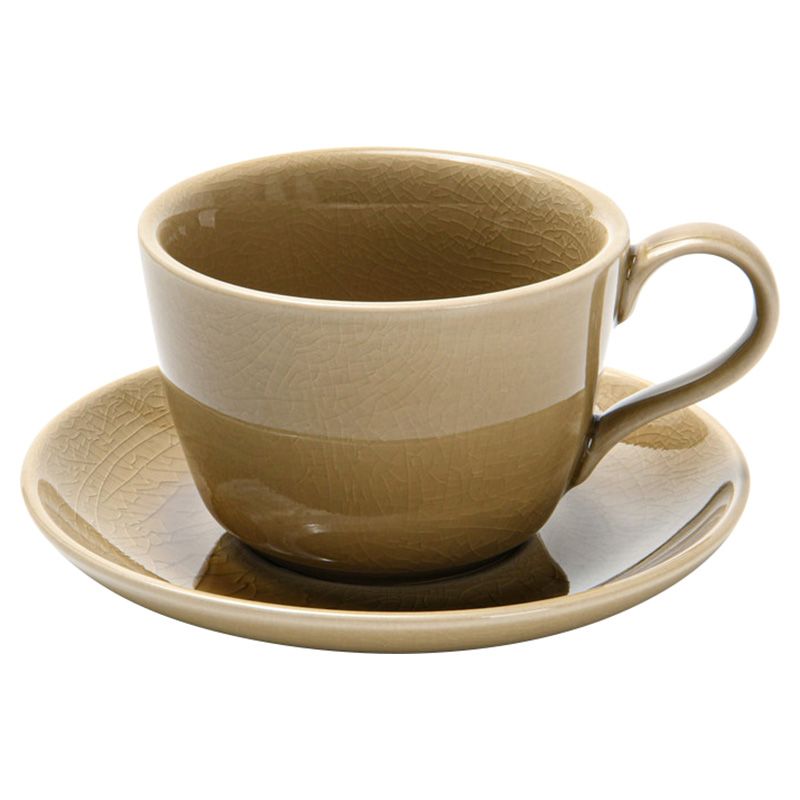 Fissman - Ceramic Cup & Saucer Crackle - Beige