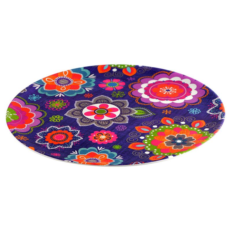 Fissman - Flower Printed Plate - 28x1.2cm - Purple/Pink/Green