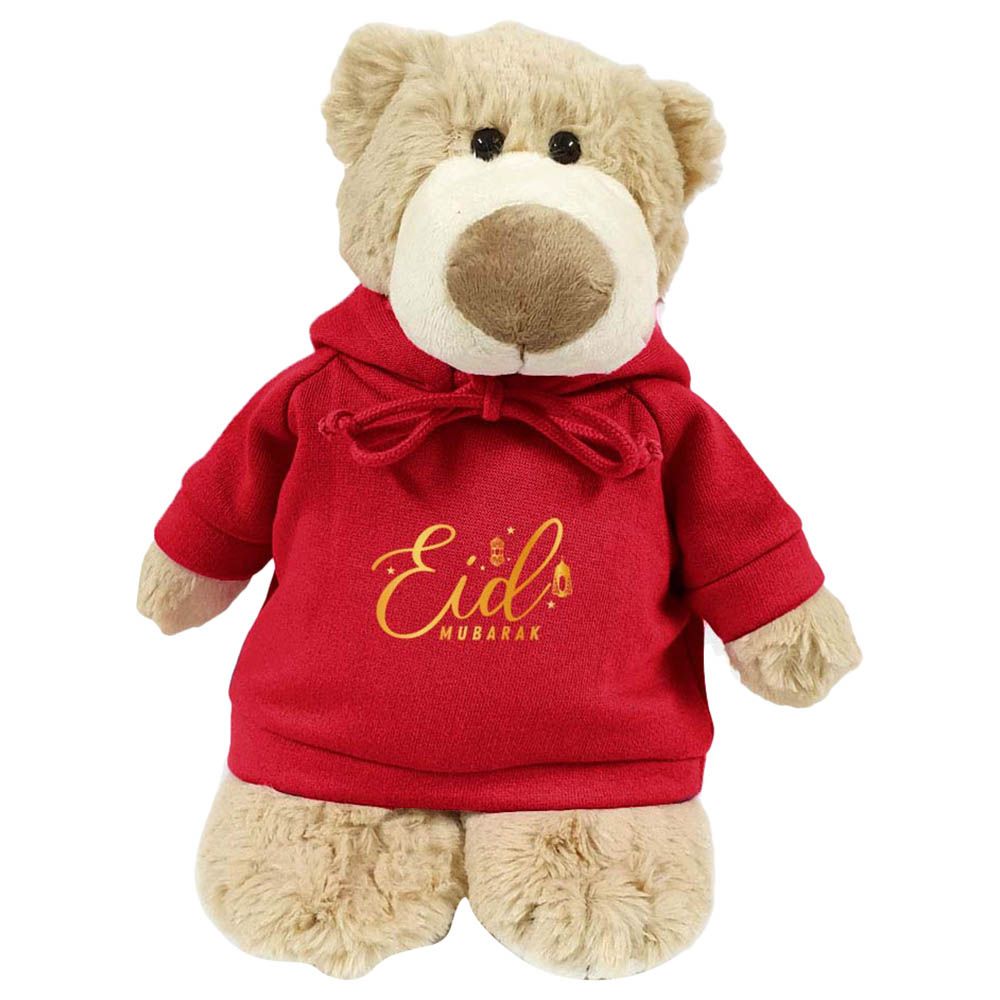 Fay Lawson - Mascot Bear With Print On Red Hoodie - 28cm