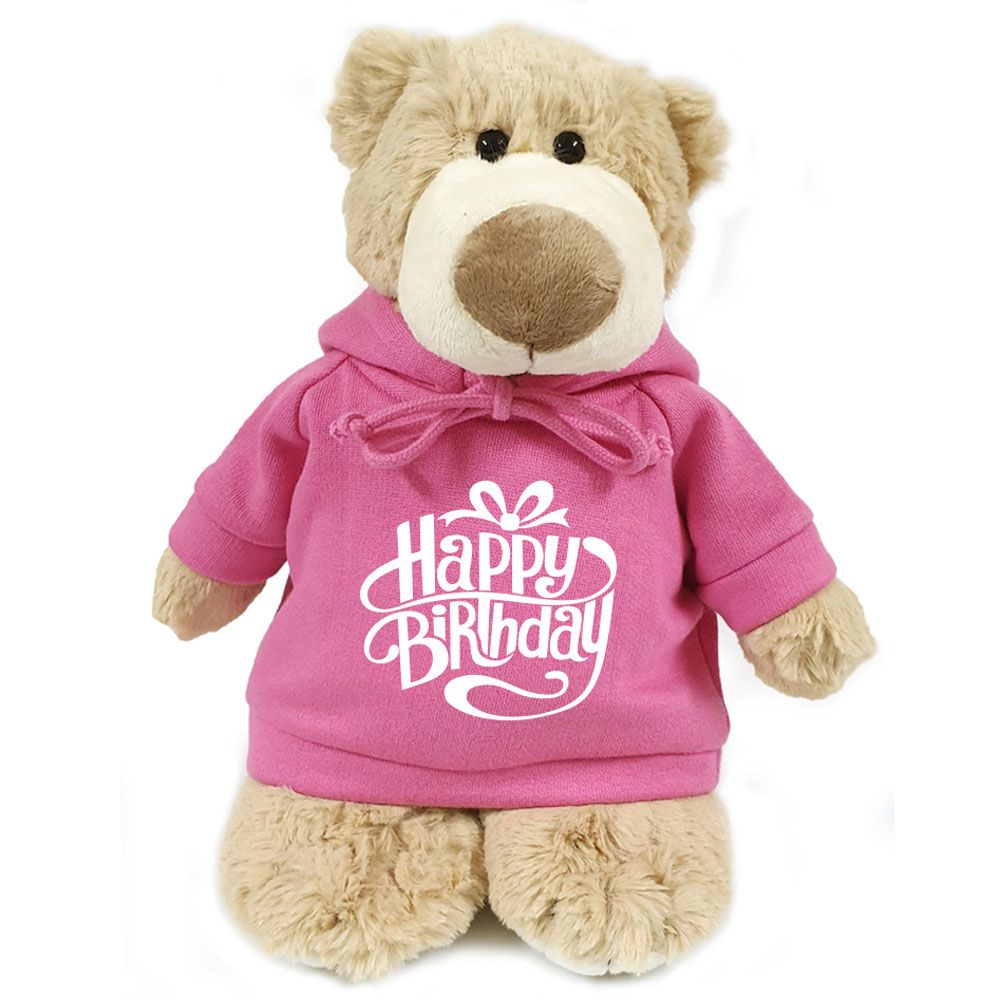 Fay Lawson - Mascot Bear With Birthday Hoodie 28cm - Pink