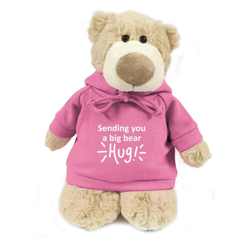 Fay Lawson - Bear in Sending You A Big Bear Hug Print Pink Hoodie 28cm