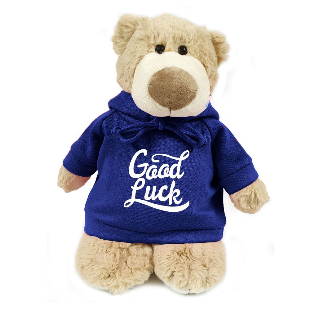 Fay Lawson - Bear in Good Luck Print Blue Hoodie - 28cm