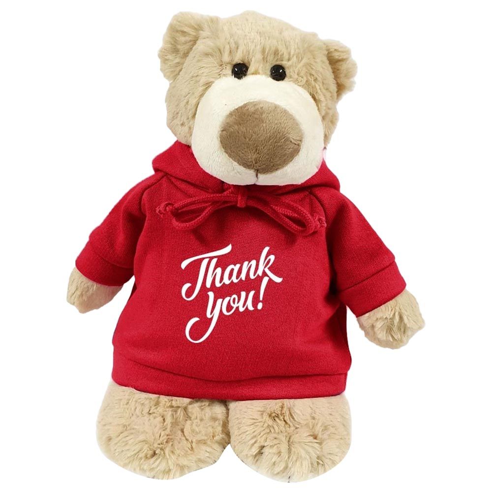 Fay Lawson - Mascot Bear With Thank You Trendy Red Hoodie