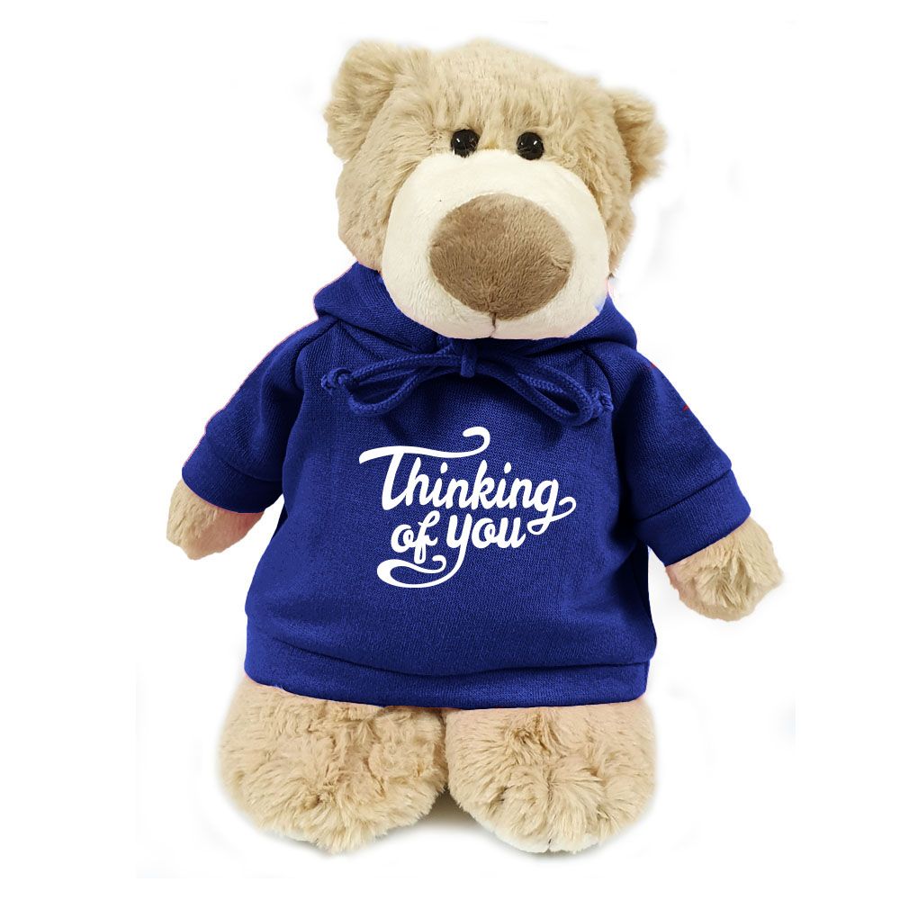 Fay Lawson - Bear in Thinking of You Print Blue Hoodie - 28cm