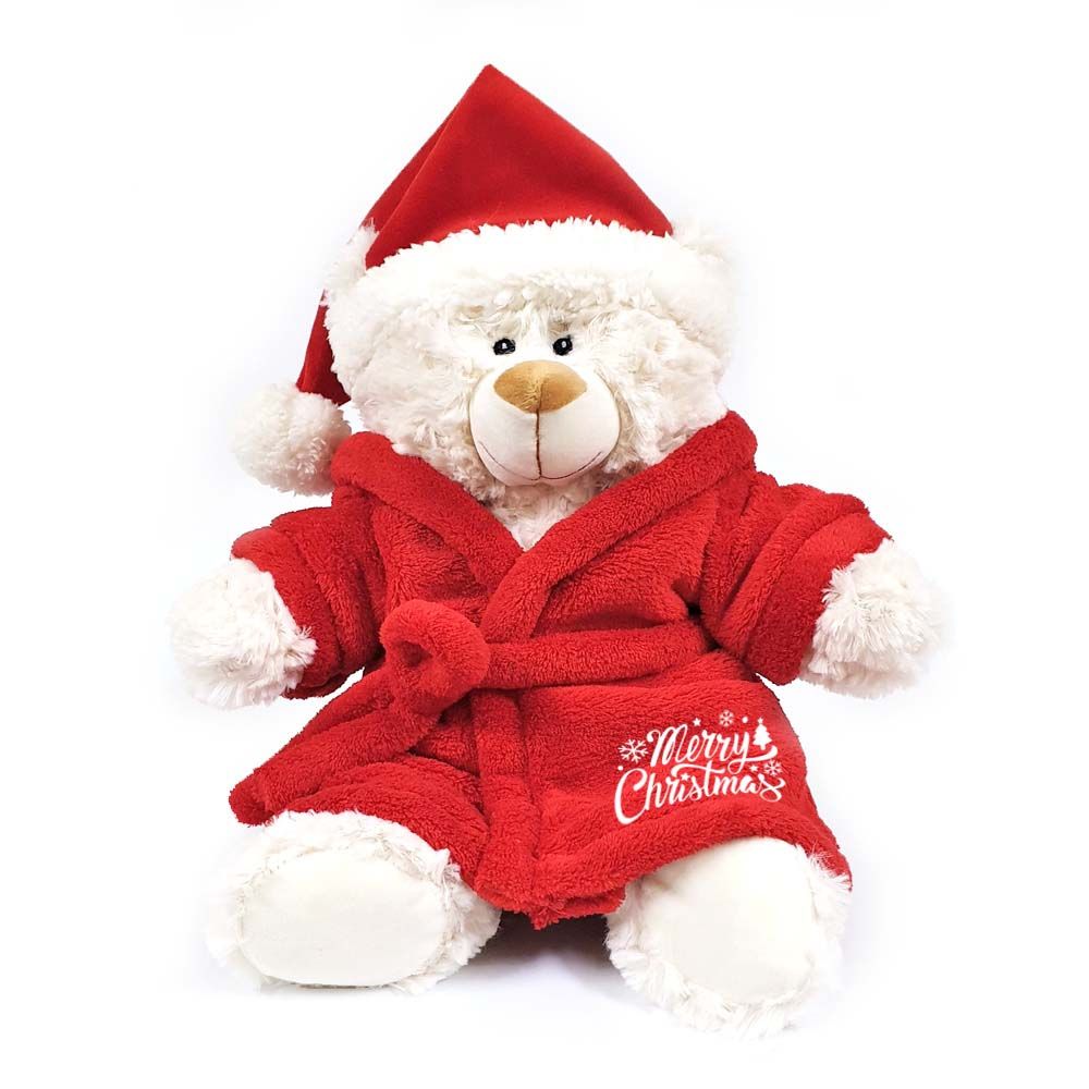 Fay Lawson - Teddy Bear With Santa Hat & Bathrobe - 28cm