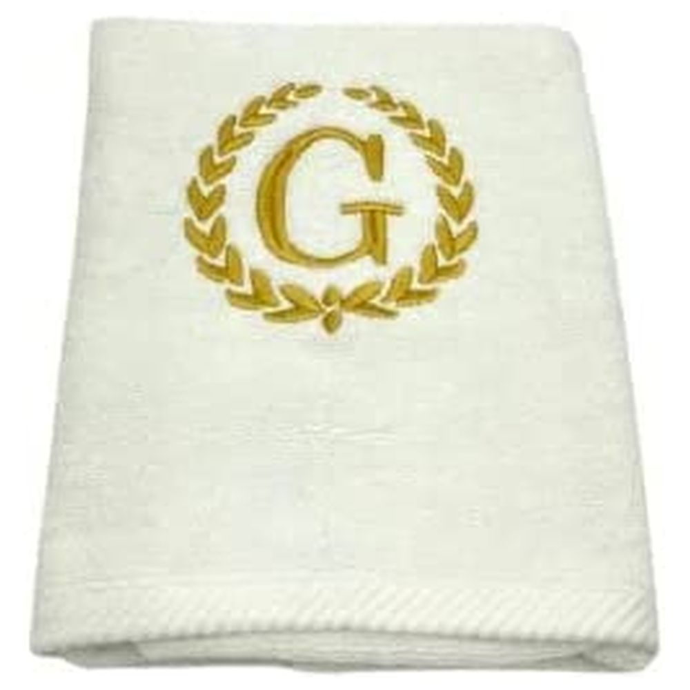 BYFT - Embroidered "G" Monogrammed Bath Towel - White