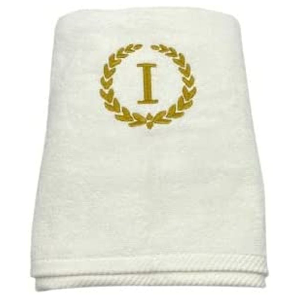 BYFT - Embroidered "I" Monogrammed Bath Towel - White