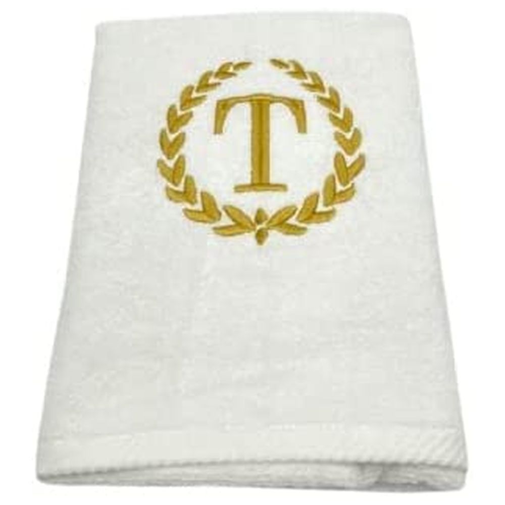 BYFT - Embroidered "T" Monogrammed Bath Towel - White