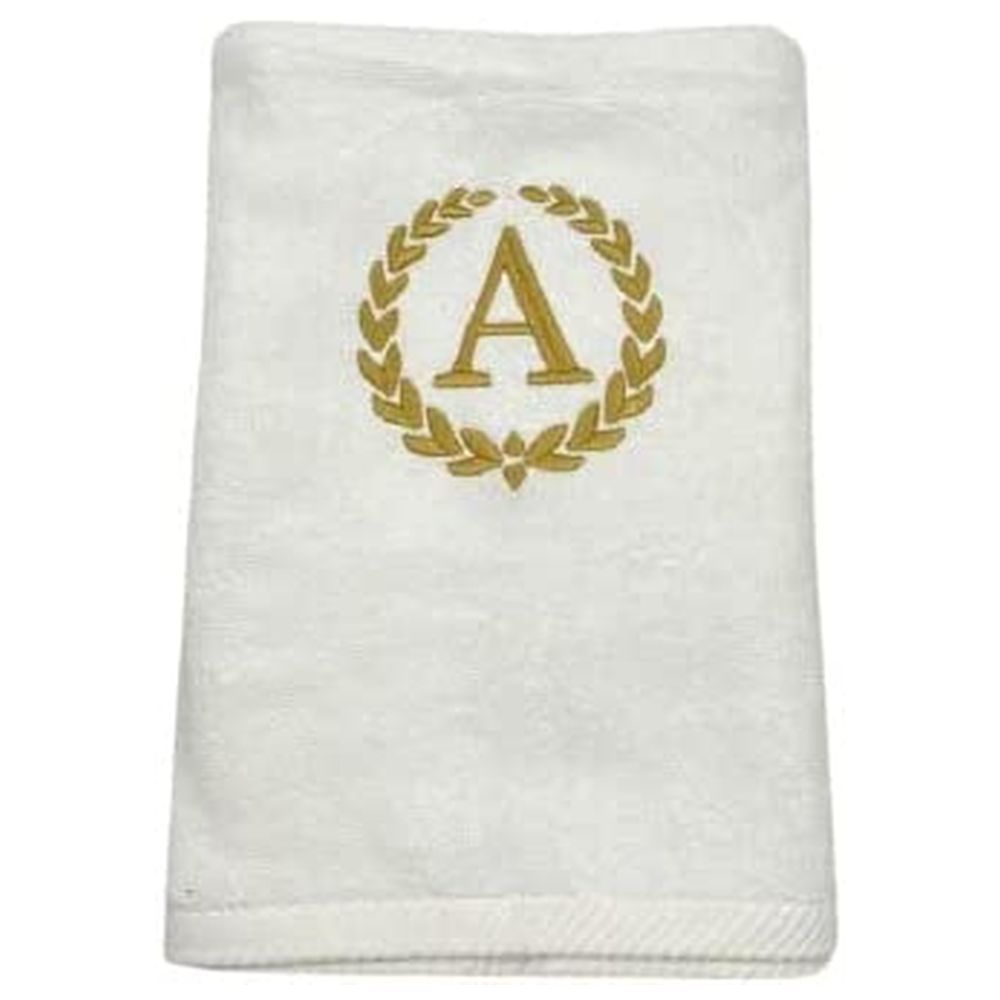 BYFT - Embroidered "A" Monogrammed Hand Towel - White