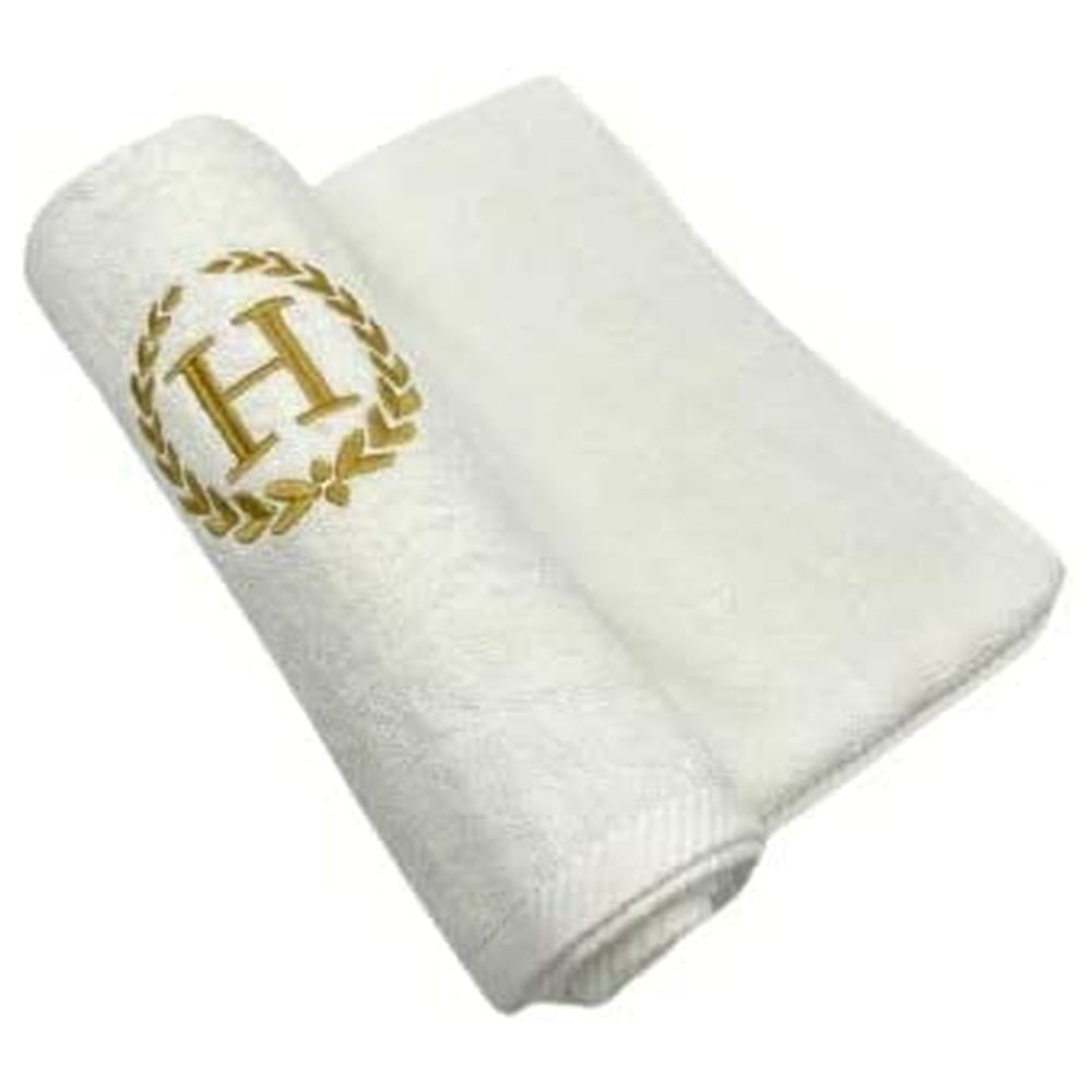 BYFT - Embroidered "H" Monogrammed Hand Towel - White