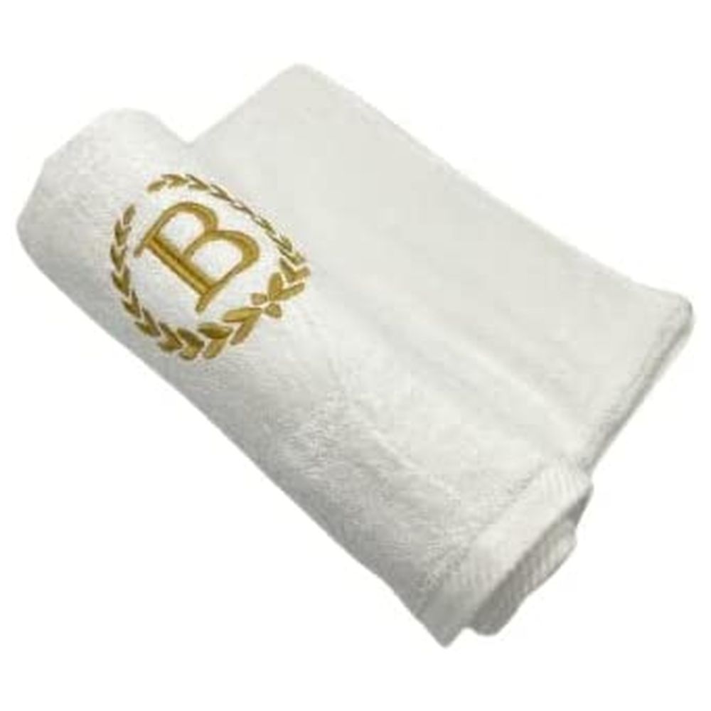 BYFT - Embroidered "B" Monogrammed Hand Towel - White