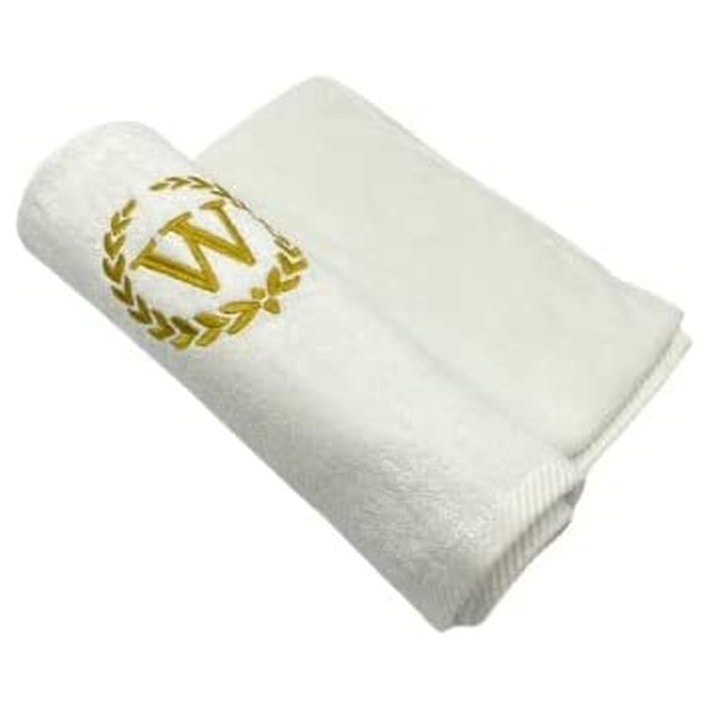 BYFT - Embroidered "W" Monogrammed Hand Towel - White