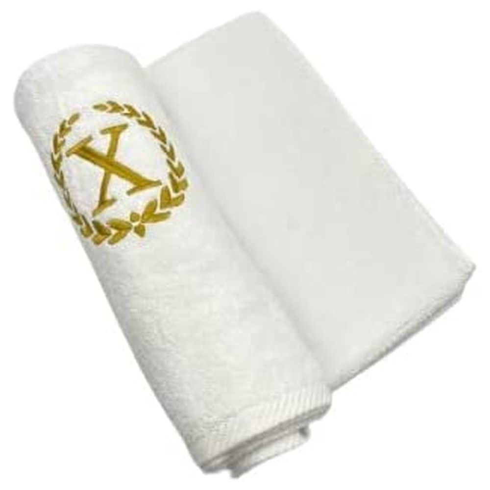 BYFT - Embroidered "X" Monogrammed Hand Towel - White