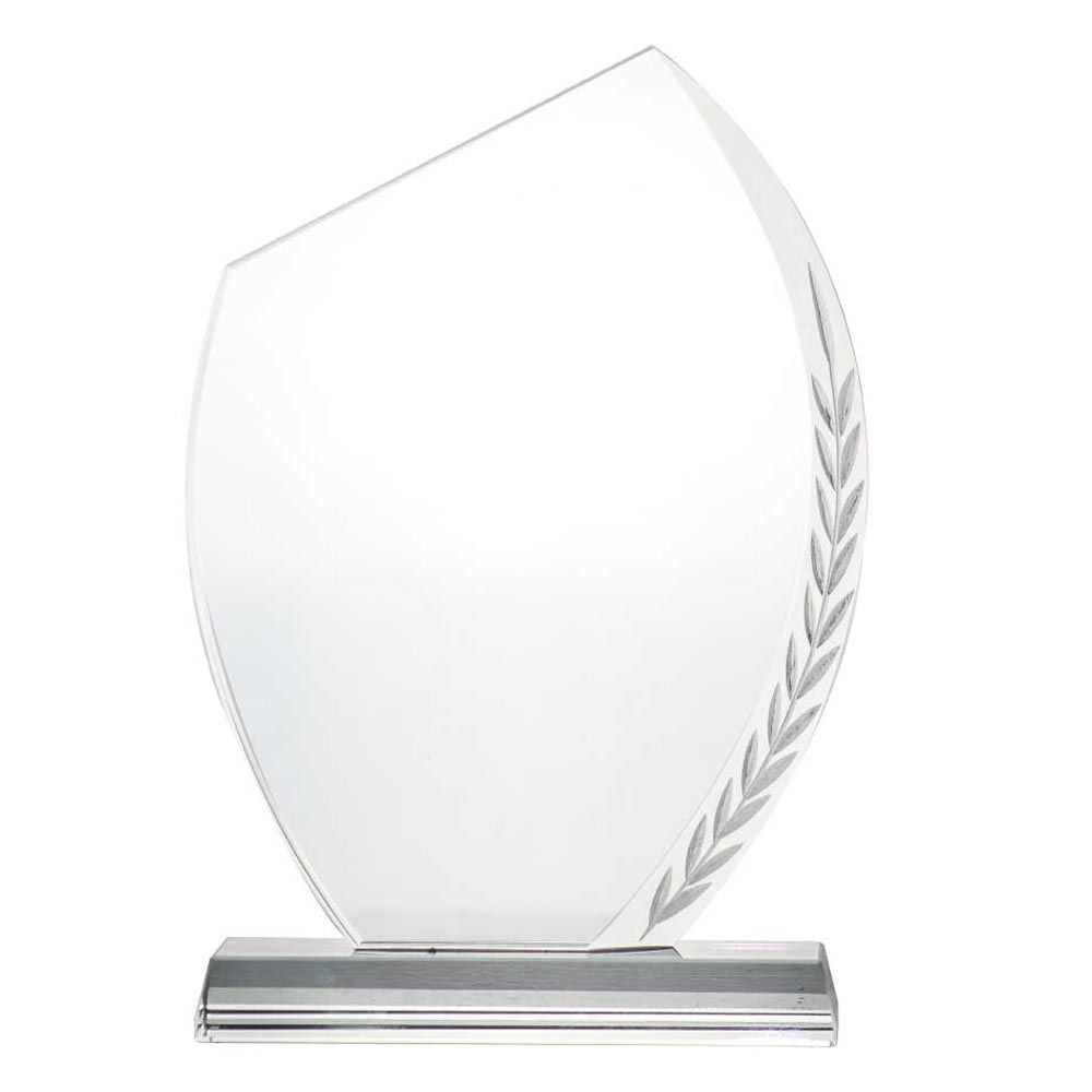 Byft - Crystal Award With Engraved Leaf Design - Clear