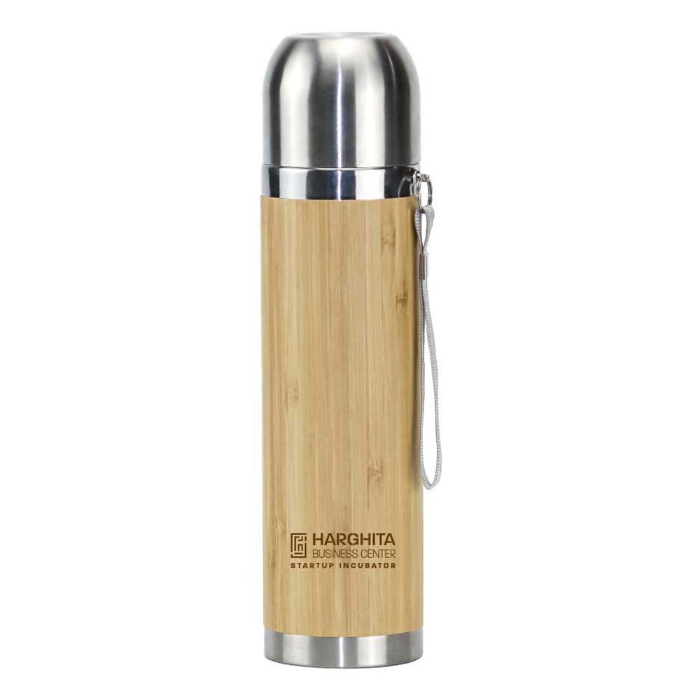 Byft - Stainless Steel Bamboo Flask - Natural Silver