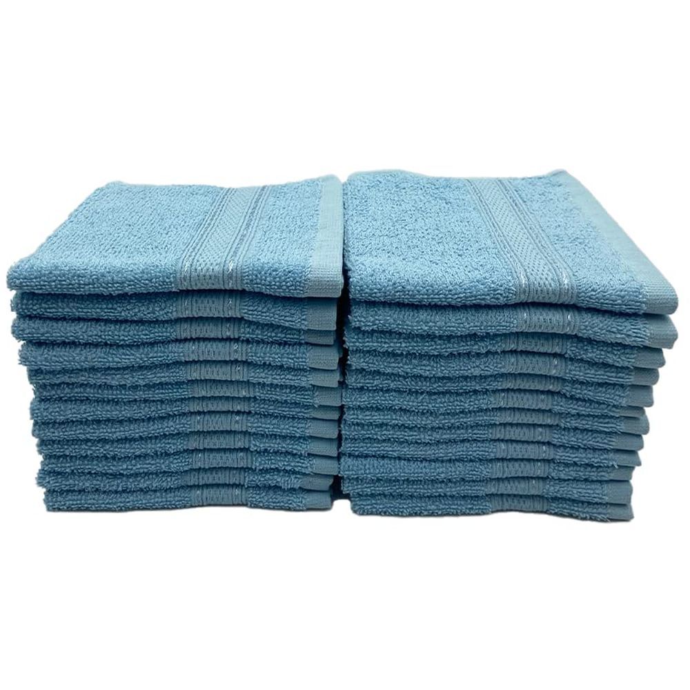 Byft - 100% Cotton Daffodil Washcloth - 30X30Cm - Set Of 24 - Light Blue