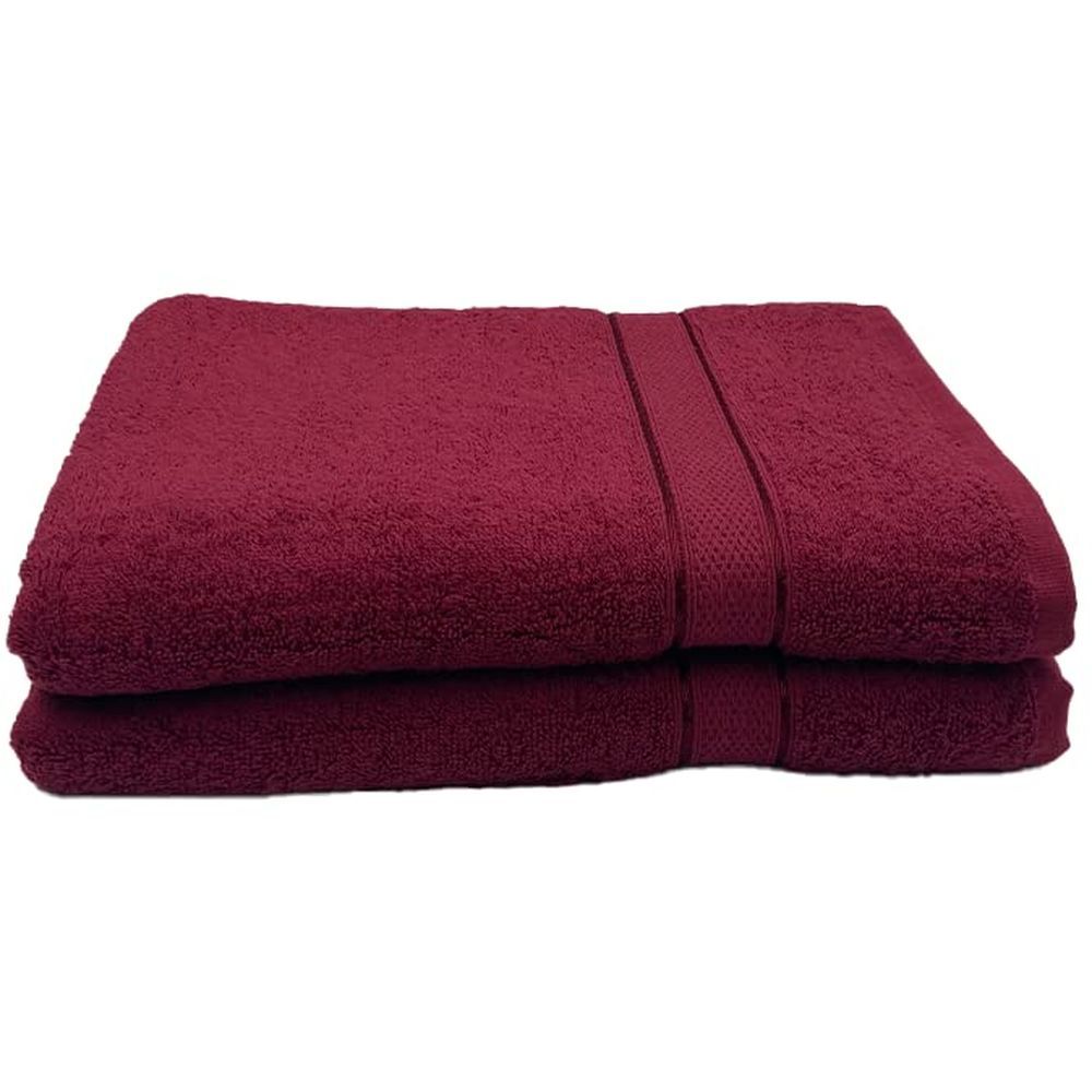 Byft - 100% Cotton Daffodil Bath Towel - 70X140Cm - Set Of 2 - Burgundy