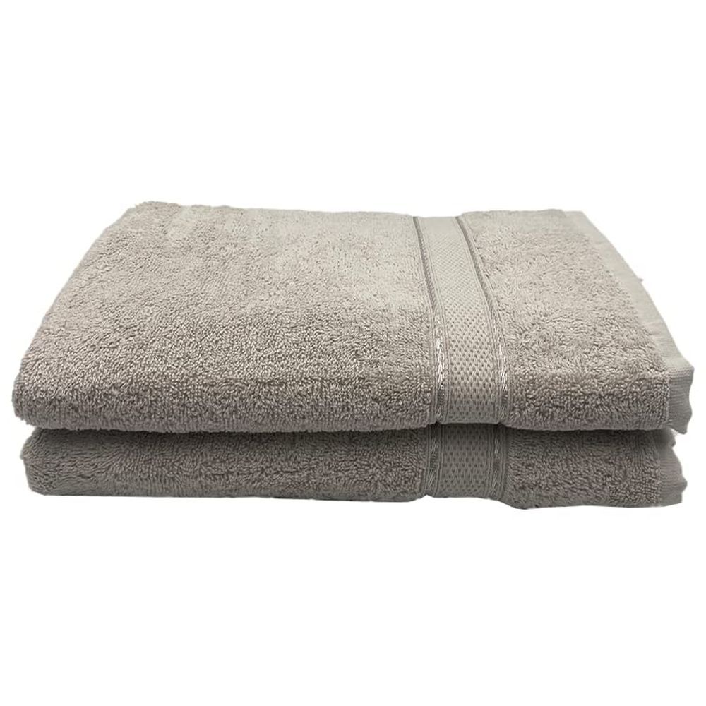 Byft - 100% Cotton Daffodil Bath Towel - 70X140Cm - Set Of 2 - Light Grey