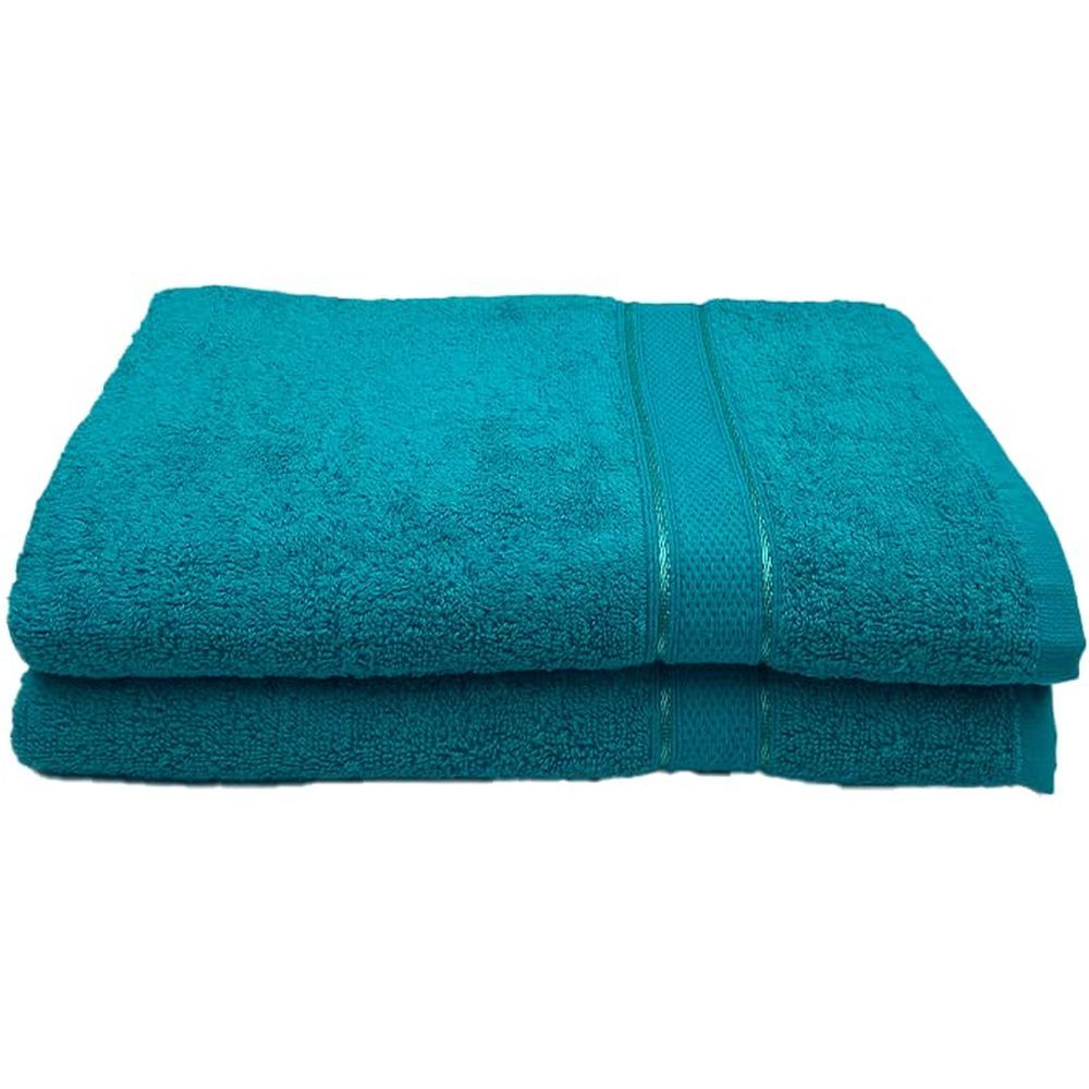 Byft - 100% Cotton Daffodil Bath Towel - 70X140Cm - Set Of 2 - Turquoise Blue