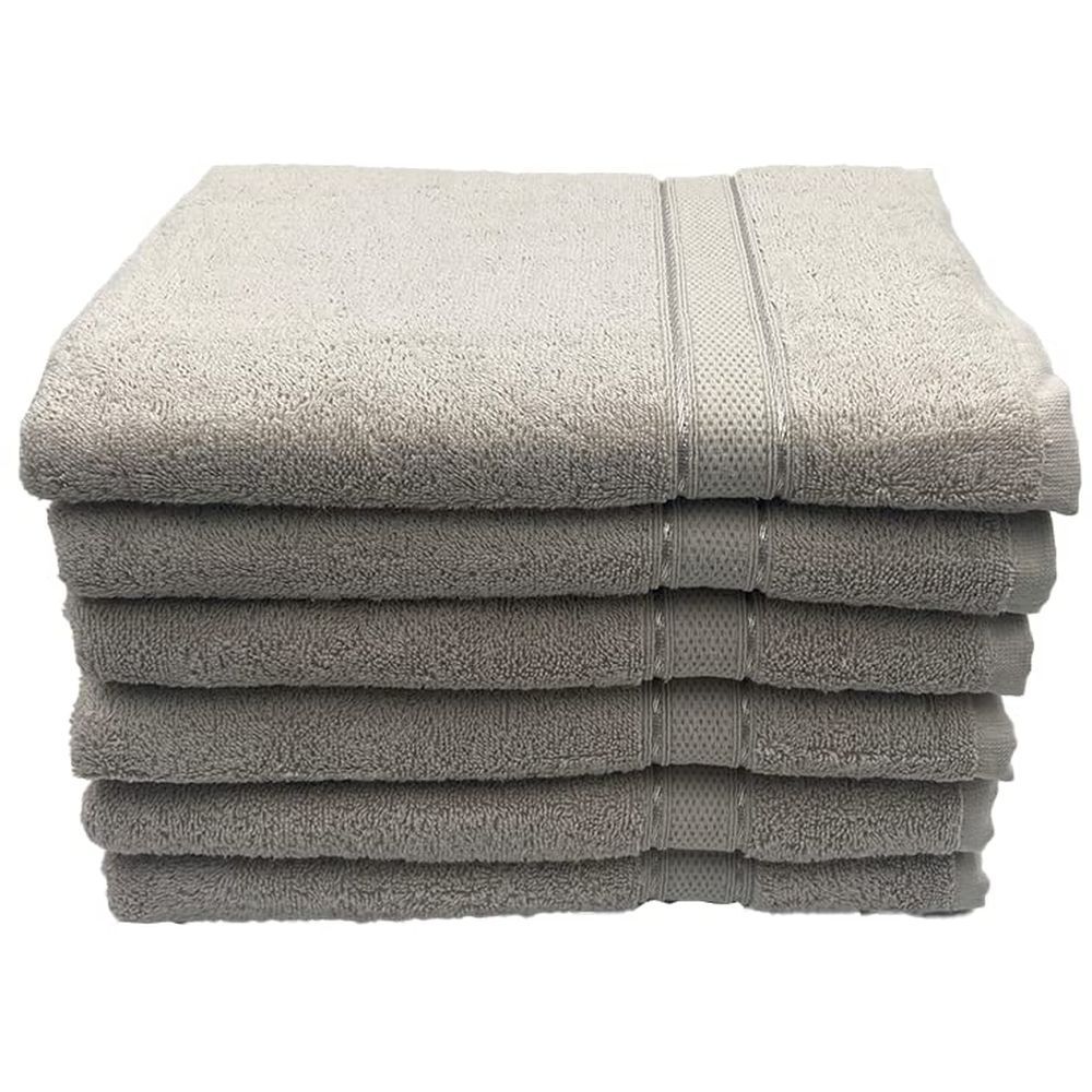 Byft - 100% Cotton Daffodil Bath Towel - 70X140Cm - Set Of 6 - Light Grey