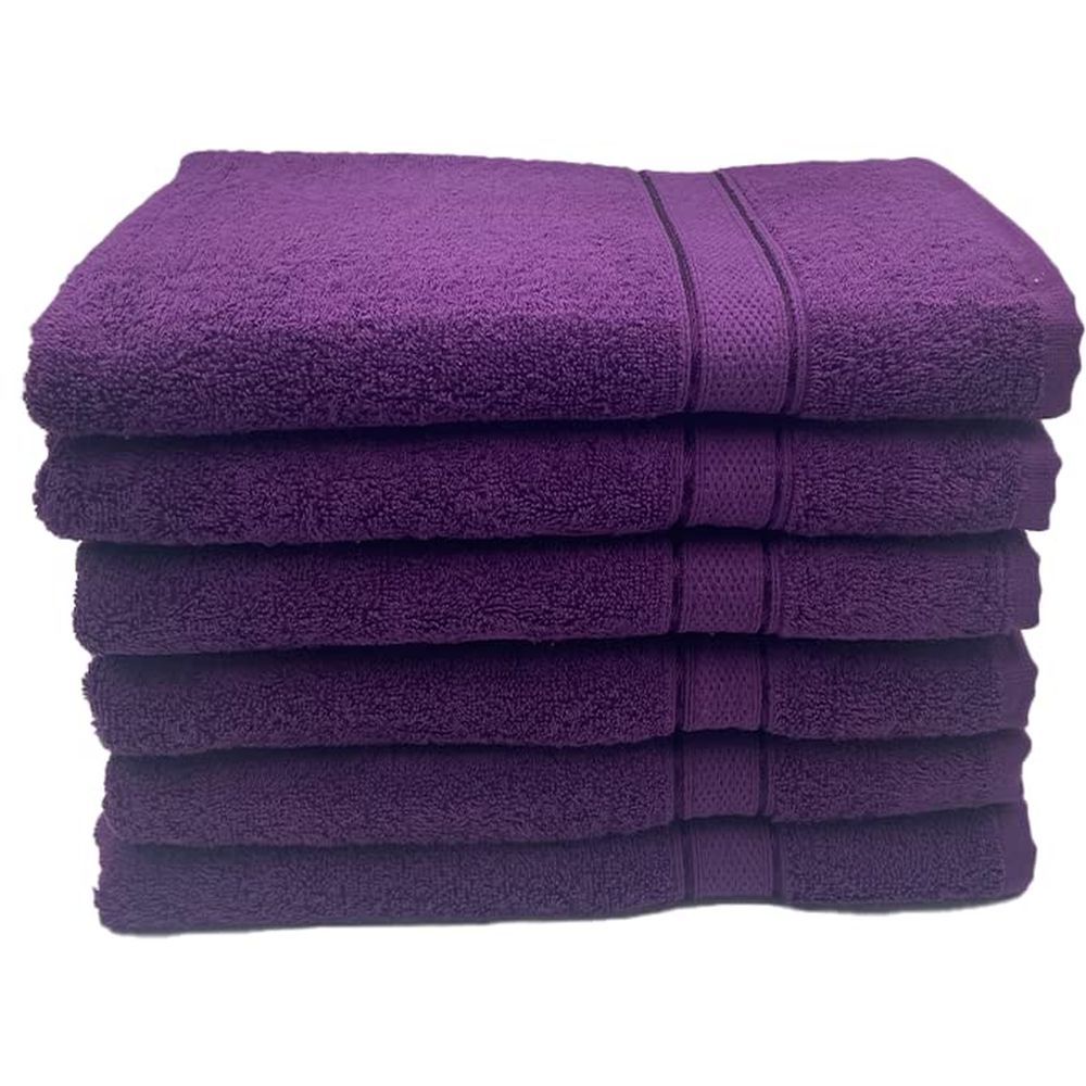 Byft - 100% Cotton Daffodil Bath Towel - 70X140Cm - Set Of 6 - Purple