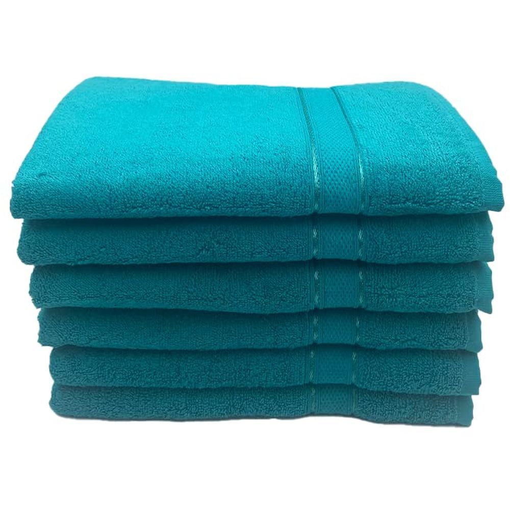 Byft - 100% Cotton Daffodil Bath Towel - 70X140Cm - Set Of 6 - Turquoise Blue