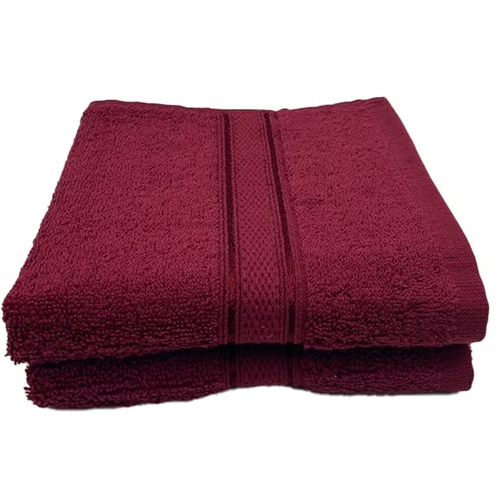 Byft - 100% Cotton Daffodil Hand Towel - 40X60Cm - Set Of 2 - Burgundy