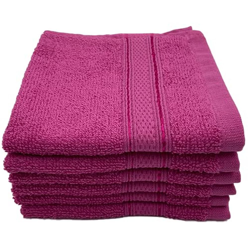 Byft - 100% Cotton Daffodil Washcloth - 30X30Cm - Set Of 6 - Fuchsia Pink