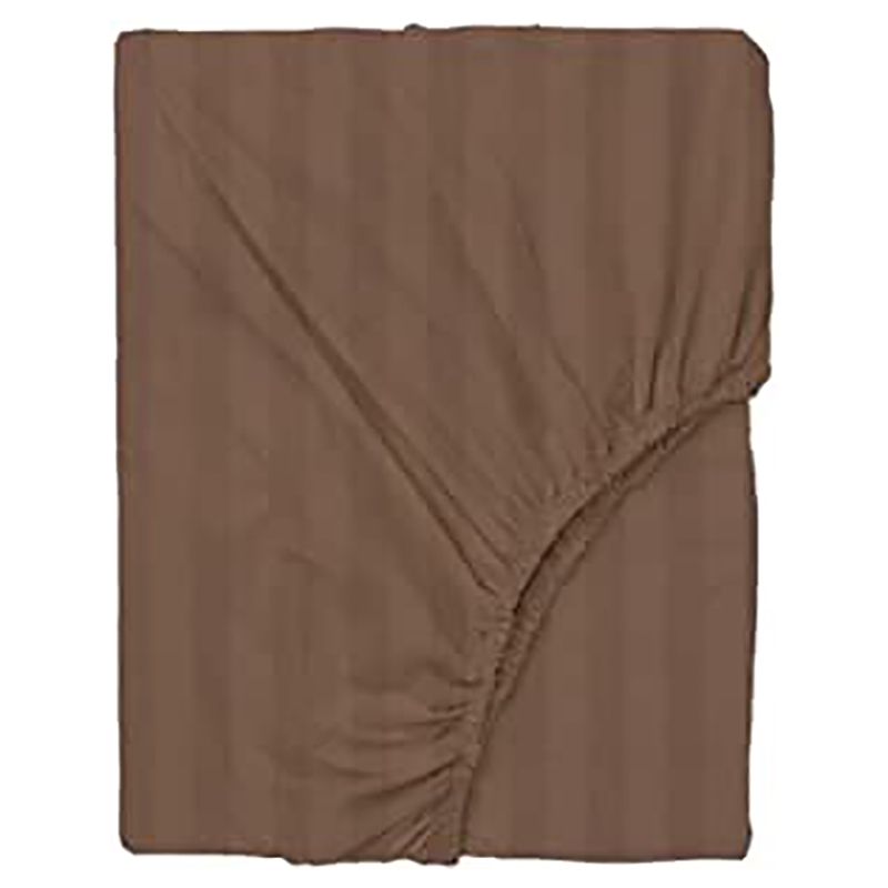 BYFT - Tulip Single Satin Stripe Fitted Sheet 90 x 210 + 30 cm - Dark Brown 