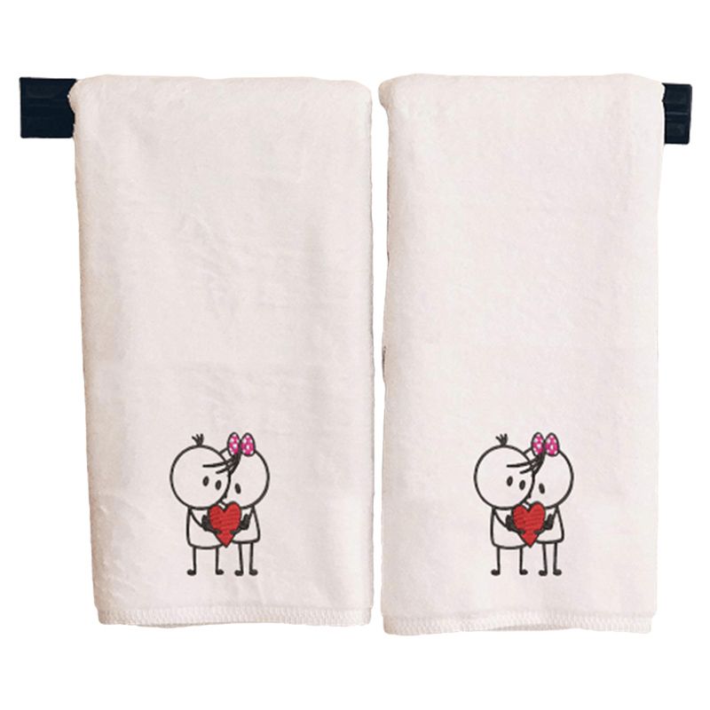 Byft - Iris Embroidered Him & Her w/ Heart Bath Towel