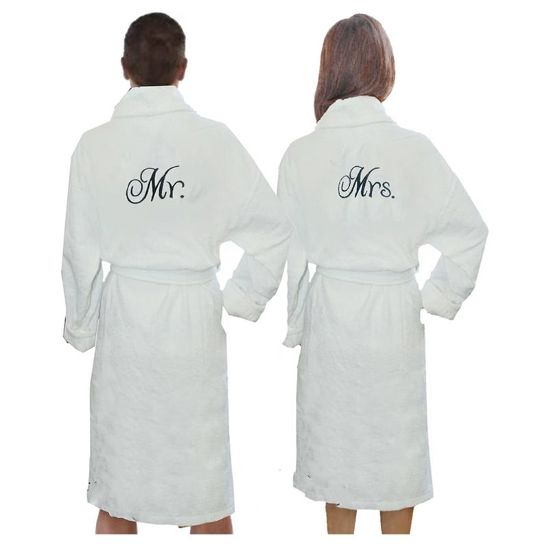 Byft - Iris Embroidered Mr. & Mrs. Bathrobe