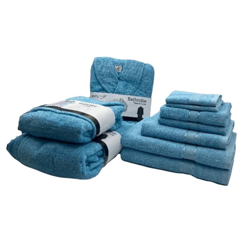 Byft - Daffodil 100% Cotton Bath Linen 10pc-Set 6Y+ - Light Blue