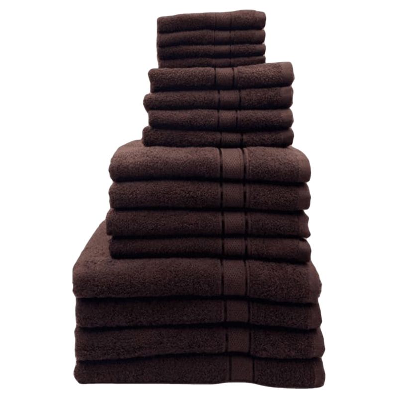 Byft - Daffodil 100% Cotton Bath Linen 16pc-Set - Brown