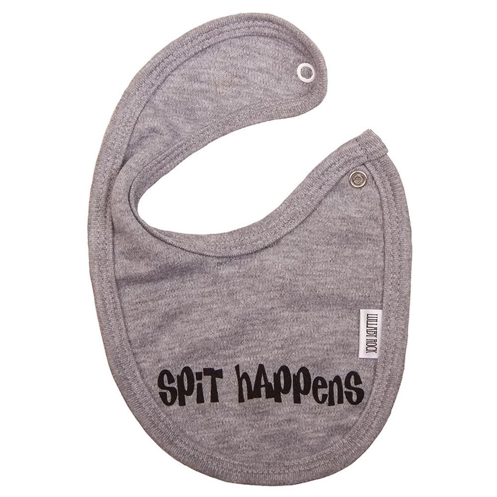 Lullaby Rock - Spit Happens Bib - Grey