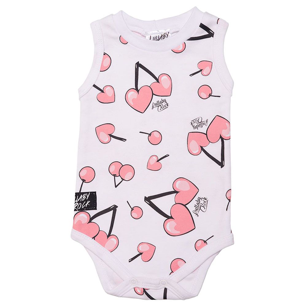 Lullaby Rock - Cherry Hearts Bodysuit - White