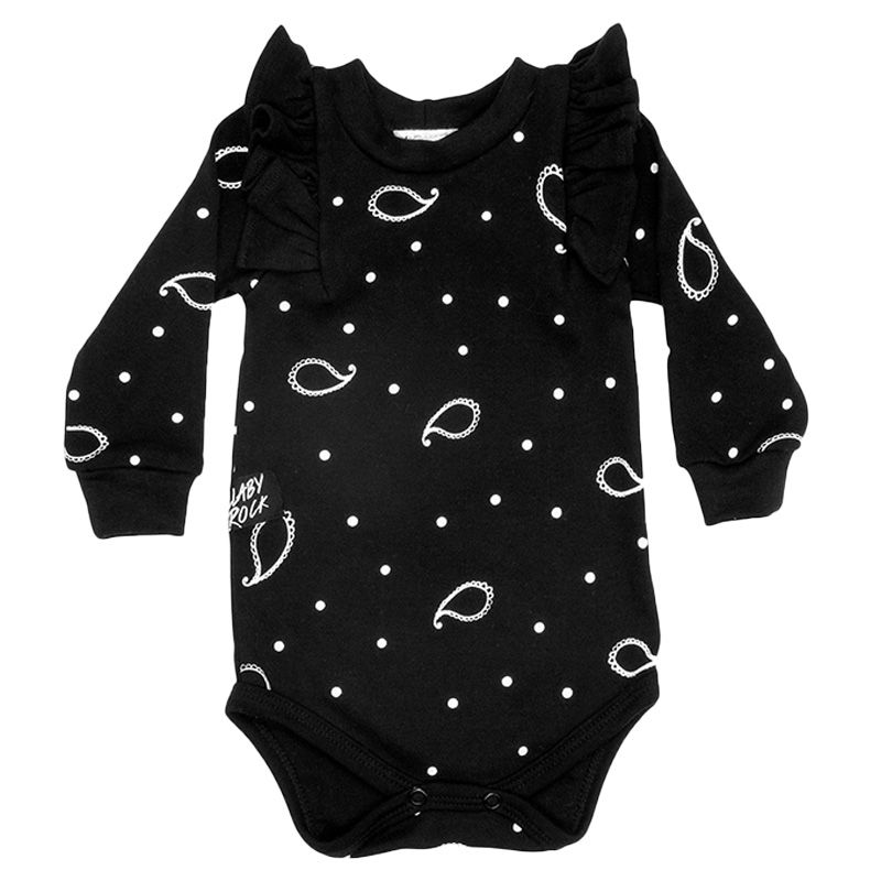 Lullaby Rock - Paisley Polka Dot Bodysuit - Black