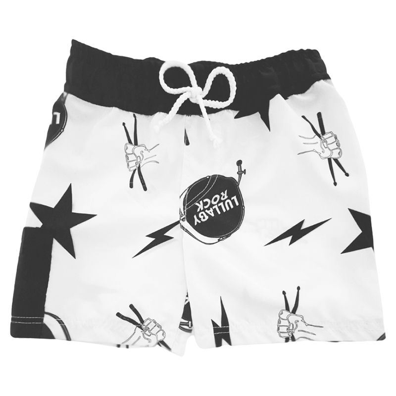 Lullaby Rock - Swim Trunks Drummer - Black & White