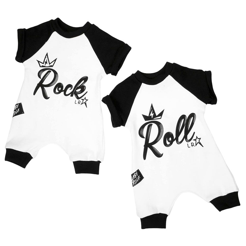 Lullaby Rock - Rock n Roll Romper Twin Set - White