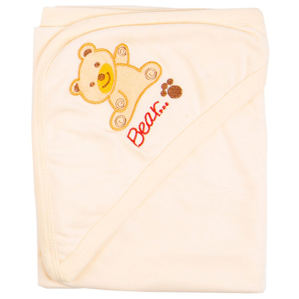 Night Angel - Bear Baby Hooded Blanket - Cream